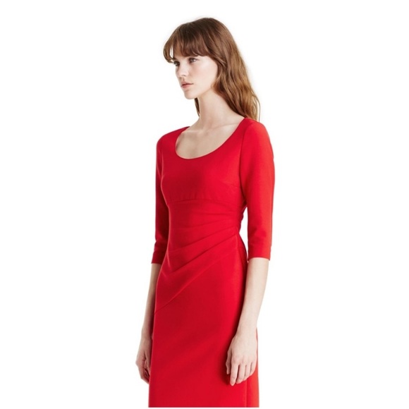 DIANE VON FURSTENBURG DVF Bevin 3/4 Sleeve Dress Cherry Red 8 Old Money Office - Picture 14 of 16